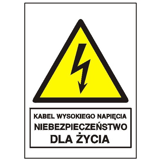 EG-tablice "Kabel wysokiego napięcia. Niebezpieczeństwo dla życia"