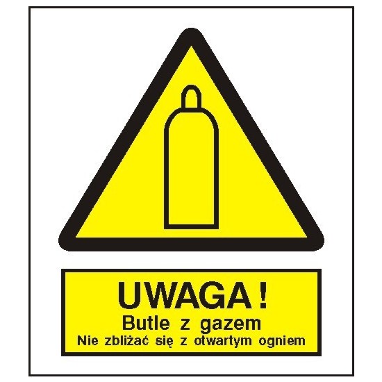EG-tablice "Uwaga! Butle z gazem. Nie zbliżać się z otwartym ogniem"