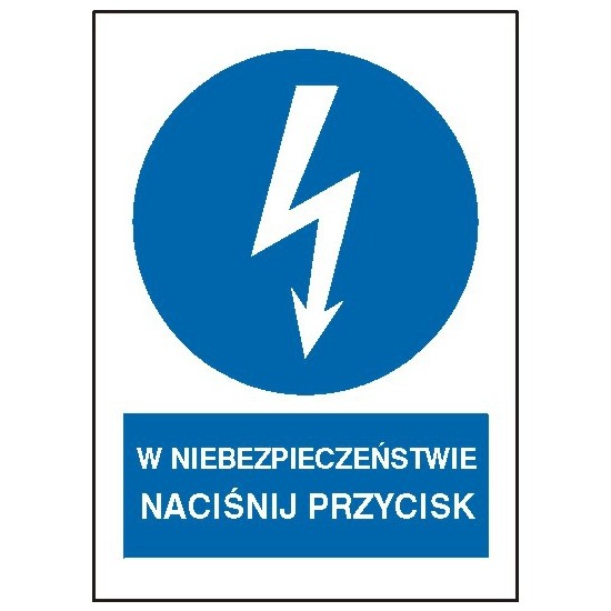 EG-tablice "W niebezpieczeństwie naciśnij przycisk" pionowa