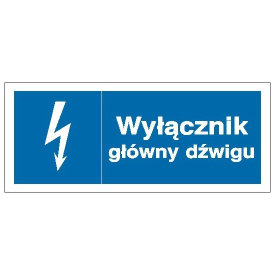 EG-tablice "Wyłącznik główny dźwigu" pozioma