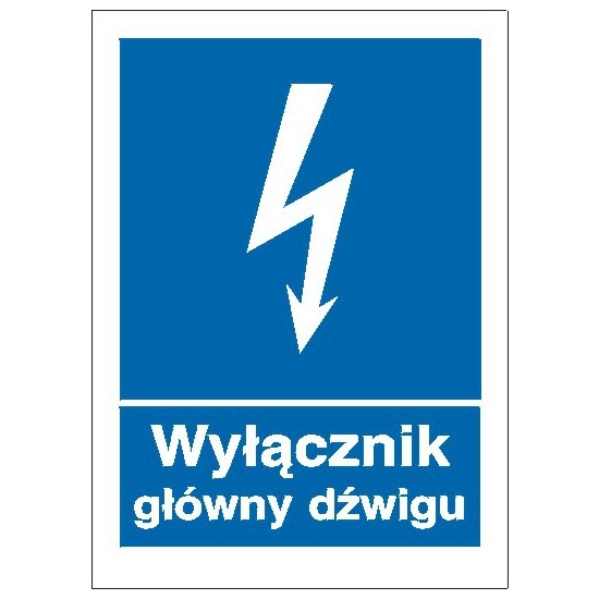 EG-tablice "Wyłącznik główny dźwigu" pionowa