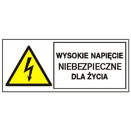 EG-tablice "Wysokie napięcie niebezpieczne dla życia" pozioma