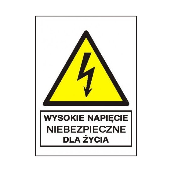 EG-tablice "Wysokie napięcie niebezpieczne dla życia" pionowa