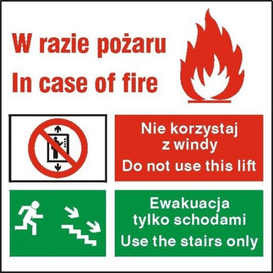 EG-tablice "Zakaz korzystania z windy w razie pożaru"