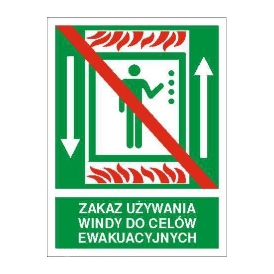 EG-tablice "Zakaz używania windy do celów ewakuacyjnych"