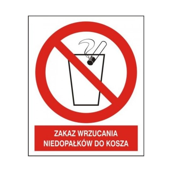 EG-tablice "Zakaz wrzucania niedopałków do kosza"
