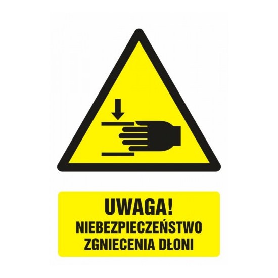 EG-tablice Uwaga ! Niebezpieczeństwo zgniecenia dłoni - naklejka