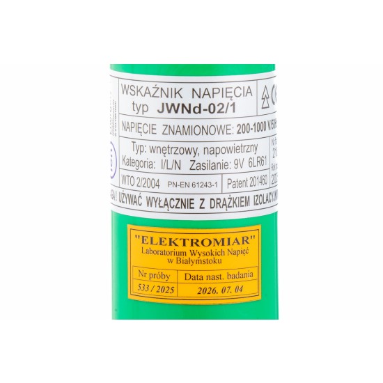 Jednobiegunowy akustyczno-optyczny drążkowy wskaźnik napięcia typ JWNd