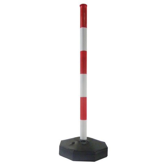 Słupek biało-czerwony z podstawą h-90 cm do napełnienia