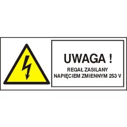 EG-tablice „Uwaga! Regał zasilany napięciem zmiennym 253 V”