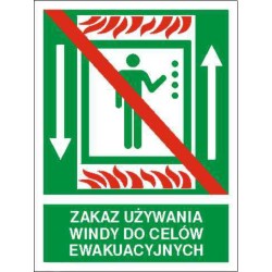 EG-tablice „Zakaz używania windy do celów ewakuacyjnych”