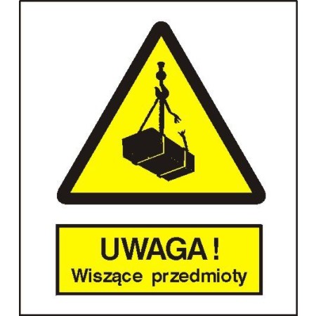 EG-tablice „Ostrzeżenie przed wiszącymi przedmiotami (wiszącym ciężarem)”