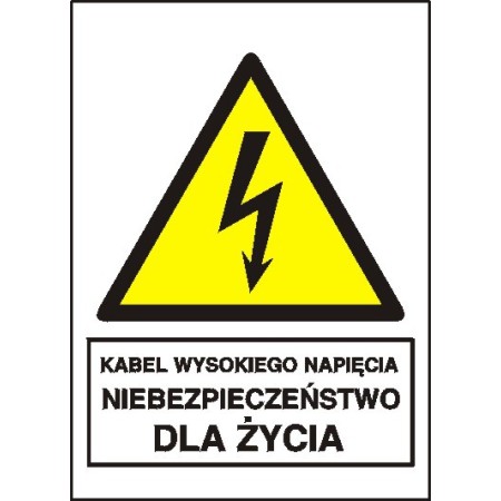 EG-tablice „Kabel wysokiego napięcia. Niebezpieczeństwo dla życia”