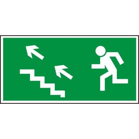 EG-tablice „Kierunek do wyjścia drogi ewakuacyjnej schodami w górę (na lewo)”