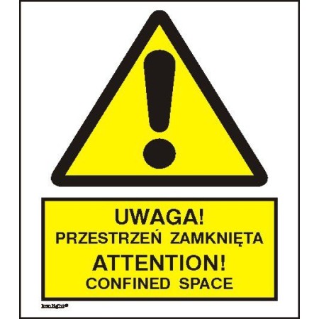 EG-tablice „Uwaga! Przestrzeń zamknięta. Attention! Confined space”